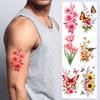 9pcs Temporary Tattoo Waterproof Long-lasting Body Stickers Sunflowers Dahlias Butterflies For Adult Shoulders Back