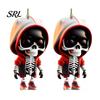 Gothic Style Vehicle Decoration 2Pcs Hoodie Skeleton Ornaments, 2D Flat Acrylic Pendants, Backpack Pendant And Keychain Charm Hanging Ornaments