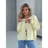 Women Solid Knit Sweater Cardigan Full Sleeve Lace Up Thick Jumper Casual Elegant Coat Sweaters Regular Autumn