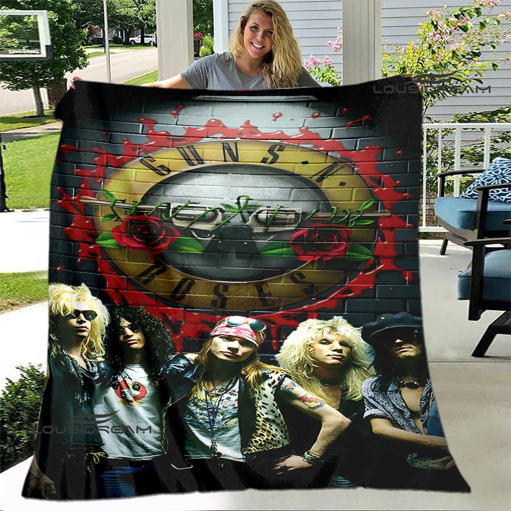 Guns n'roses band retro print blanket Flannel Soft Comfort Blanket Home Travel Blanket Kids Warm Blanket birthday gift