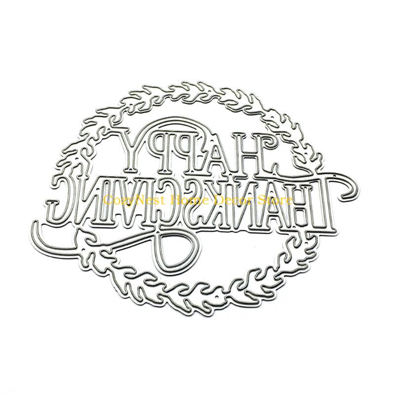 92MF Happy Thanksgiving Metal Steel Cutting Dies Stencils Embossing DIY Scrapbooking
