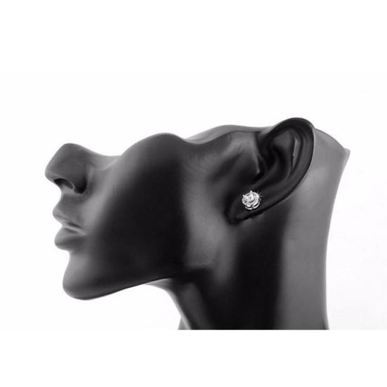 Women Round Shiny Ear Studs Cubic Zircon Wedding Fashion Earrings Jewelry