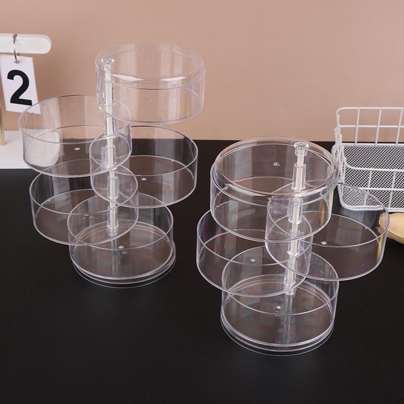 Transparent Rotating Dustproof Jewelry Box Multilayer Bracelet Earring Hairpin Jewelry Display Rack Storage Box Organizer Case