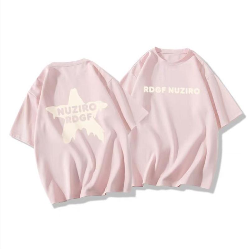 Spring/Summer 2024 Trendy Loose Fit Cotton T-Shirt for Students - Mid-Length, Short-Sleeve