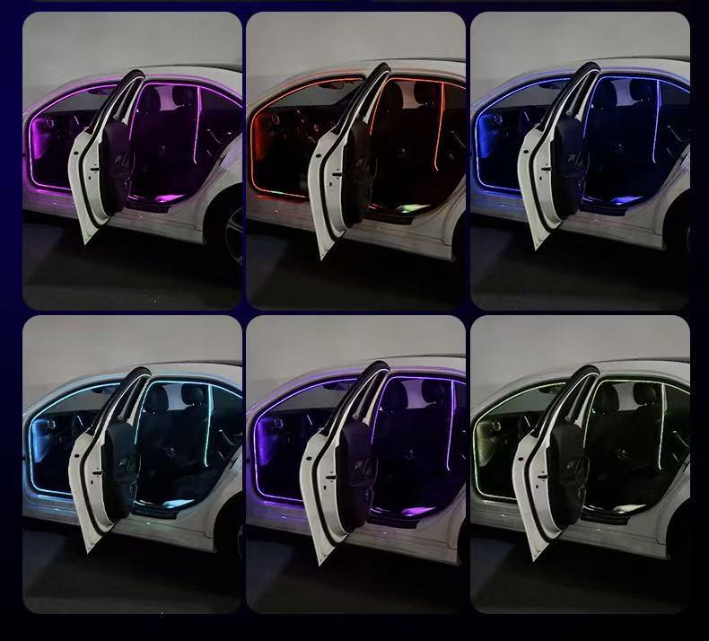 Iridescent Wireless LED Car Door Frame Light Strip – Flowing, No Wiring Needed