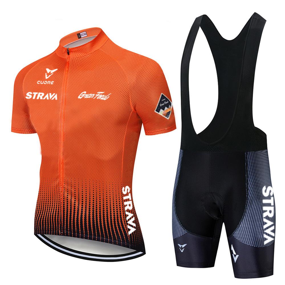 Summer STRAVA Cycling Suit Set for Men Breathable Sweat-wicking Cycling Suit Road Bike Sportswear