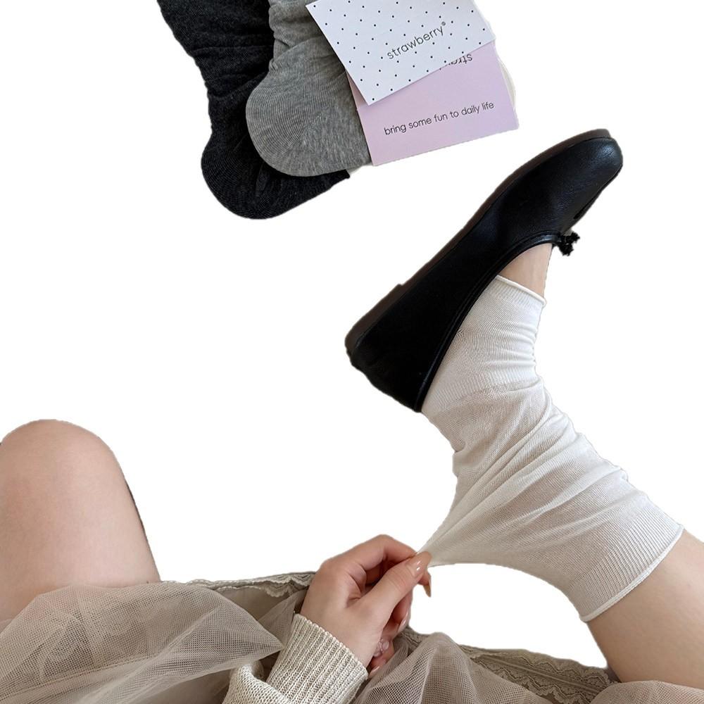 Miu Series Foot-Stepping Calf Socks Women'S Cold And Breathable Summer Stacking Socks Ballet Wind Curling Versatile Half-Leg Cover