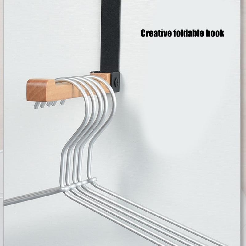 Innovative Foldable Over Door Hooks With Nonslip Protections Sturdy Wooden Hanger For Bathroom Bedroom Organization