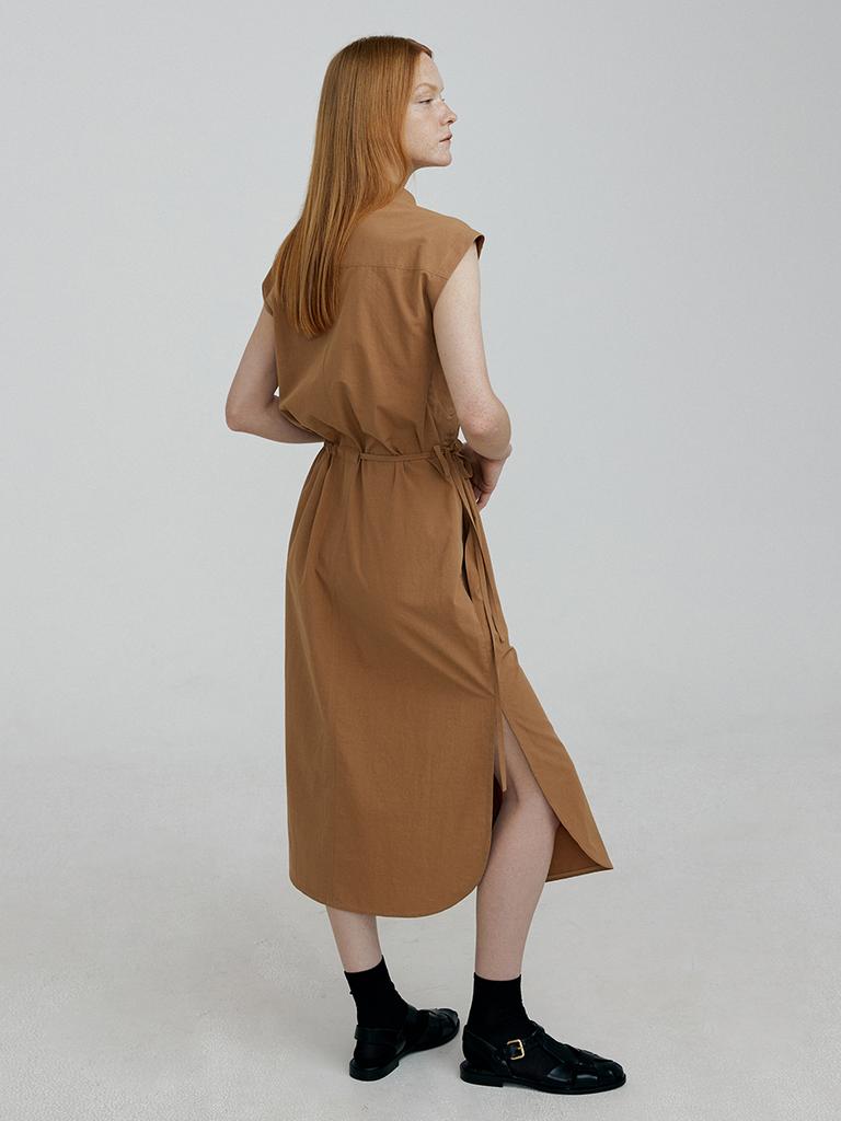 Molly Oli Posh String Detail Sleeveless Summer Dress [Brown]