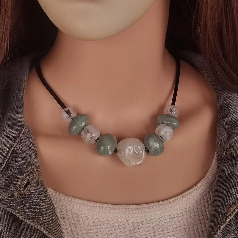 

Модное геометрическое акриловое ожерелье из бусин женское простое и универсальное новое корейское ожерелье аксессуары ожерелье конфетных цветов 47cm