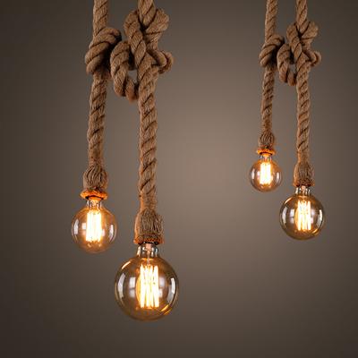 Retro Kenevir Halat Kolye Işıkları Endüstriyel Vintage Loft LED Hanglamp Ev Oturma Odası Yemek Masaları Dekorasyon Asılı