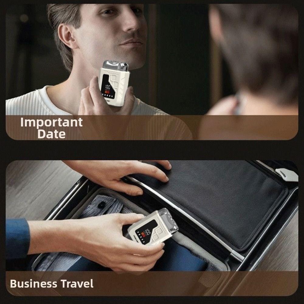 2in1 Mini Electric Shaver Digital Display Portable Rotary Razor Smart Nose Hair Clipper  Travel Use