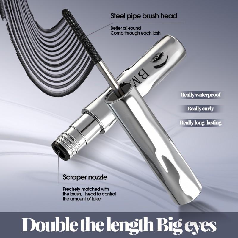 Mascara Tubo d'Acciaio - Formula Impermeabile e Resistente al Sudore per Infoltire, Allungare e Arricciare le Ciglia, Mascara con Design di Precisione a Tubo d'Acciaio