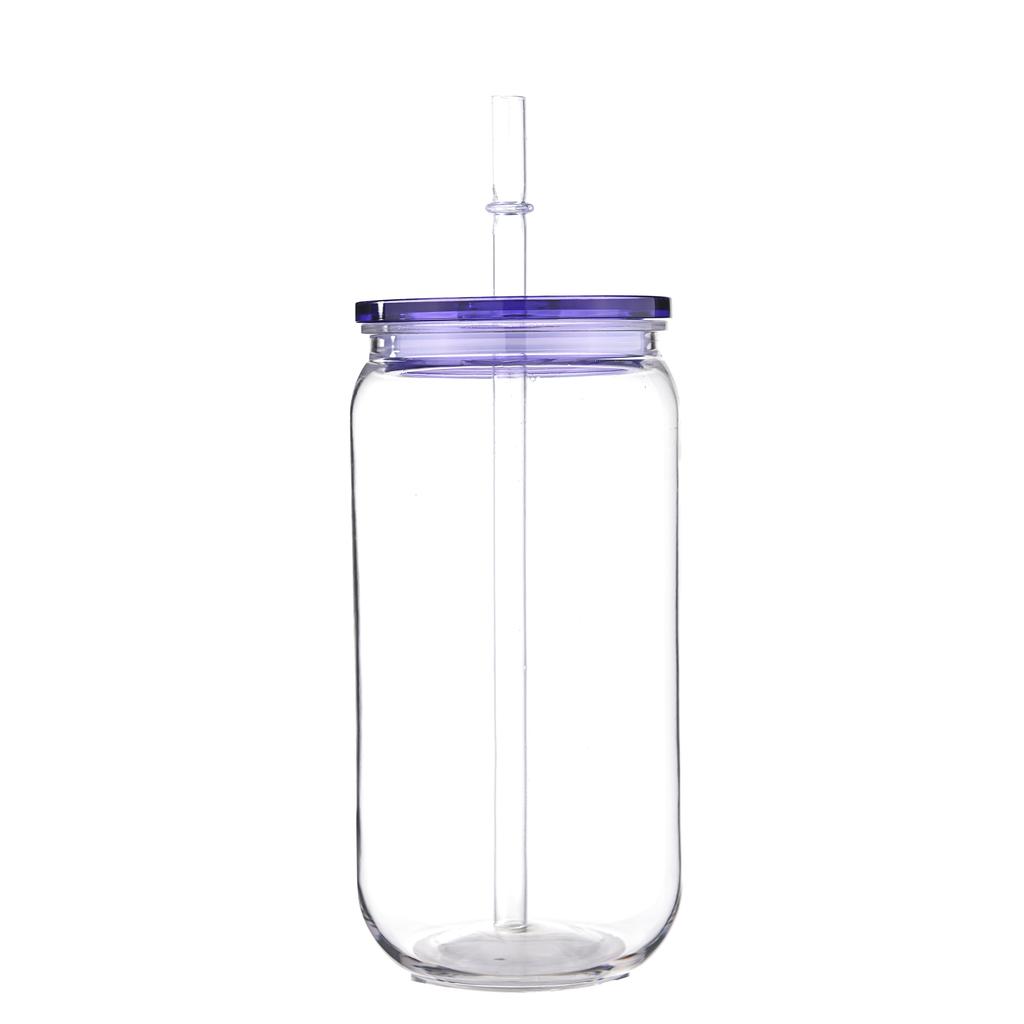 Vaso de plástico transparente con pajita y tapa de color Viene con pajita y tapa para vaso Puede Leche Café A prueba de derrames 16 OZ