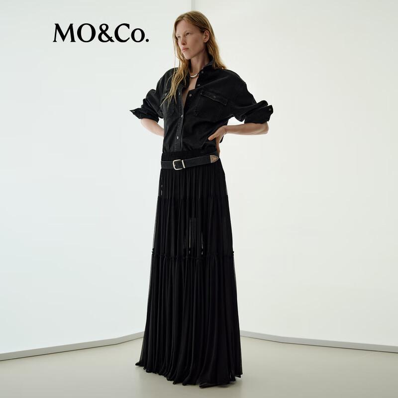 MO&Co. NOIR Embellished Denim Shirt