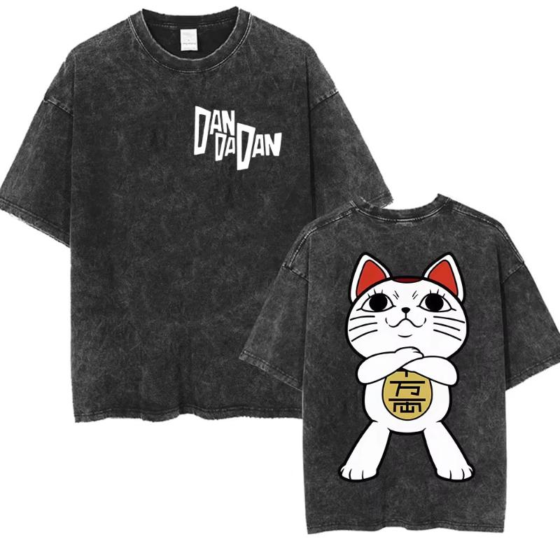 Anime Dandadan Okarun Dan Da Dan Graphic Vintage Washed T Shirts Men Women Clothing Oversized Short Sleeve T-shirts Tops