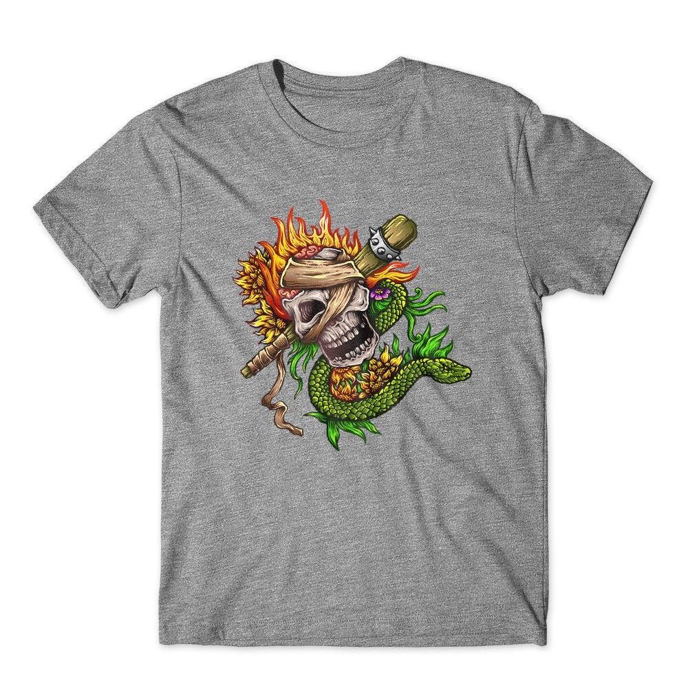 Fire Skull T-Shirt. 100% Cotton Premium Graphic Tee New S
