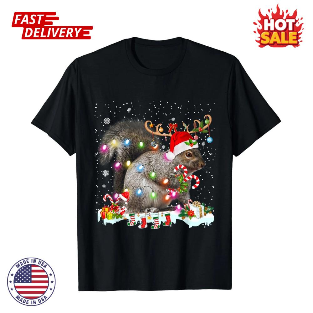 SALE Merry xmas squirrel Christmas XMas christmas light Inspired Unisex T-Shirt XXL