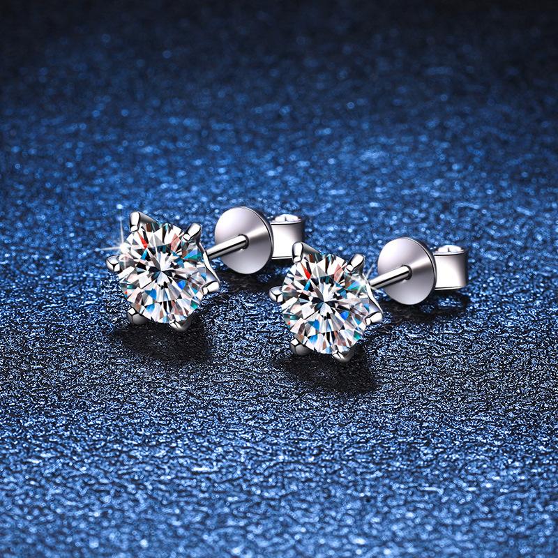 0.3-2ct Moissanite Earrings for Women Lab Grown Diamond Ear Studs 925 Silver Fine Jewelry Gift