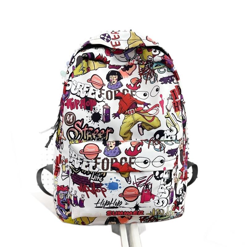 Schoolbag1011 new Japanese graffiti backpack women's large-capacity student schoolbag Korean version trendy versatile campus double backpack
