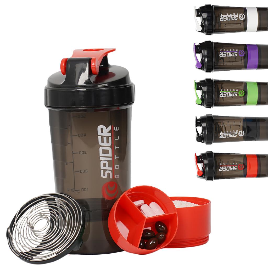 500ml Sports Water Cup Three Layers Large Capacity Plastic Stir Cup Fitness Protein Powder Shake Shake Water Bottles