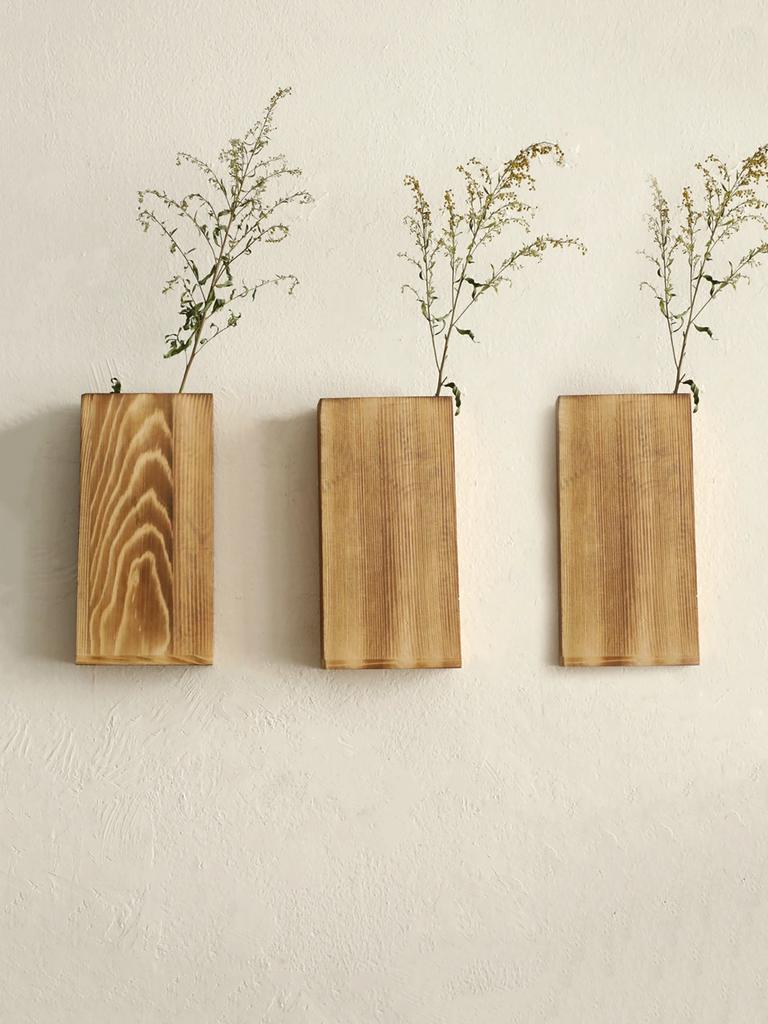 Rustikale Holz-Wandvasen im Bauernhaus-Stil Dekorative Wandhänger-Blumenhalter für Sukkulenten Kunstpflanzen Vasen