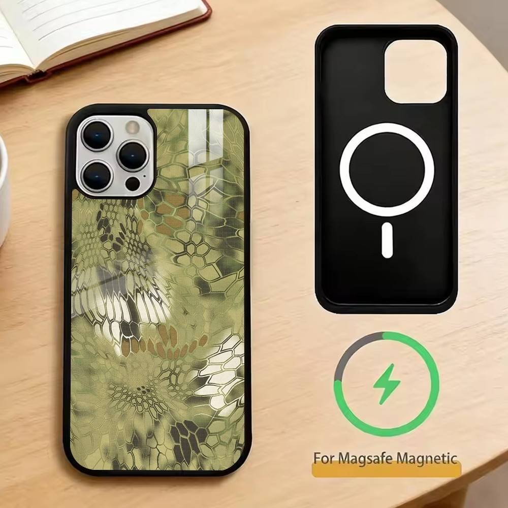 

Snake Skin Camouflage Phone Case For iPhone17,16,15,14,13,12,11 Plus,Pro Magnetic with Magsafe Wireless Charging iPhone17