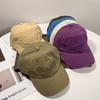 Retro three-dimensional letter embroidered baseball cap for women, street versatile, showing face, small soft top, blue cap for men