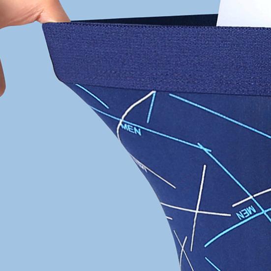 Men Underpants Elastic Mid Waist Letter Striped Print Seamless Soft Breathable U Convex Quick Dry Moisture-wicking Firm Stitching Men Underpants