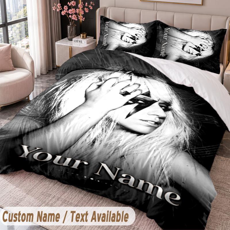 Custom Name Text 3Pcs Bedding Set Lady Gaga Duvet Cover And Two Pillowcases