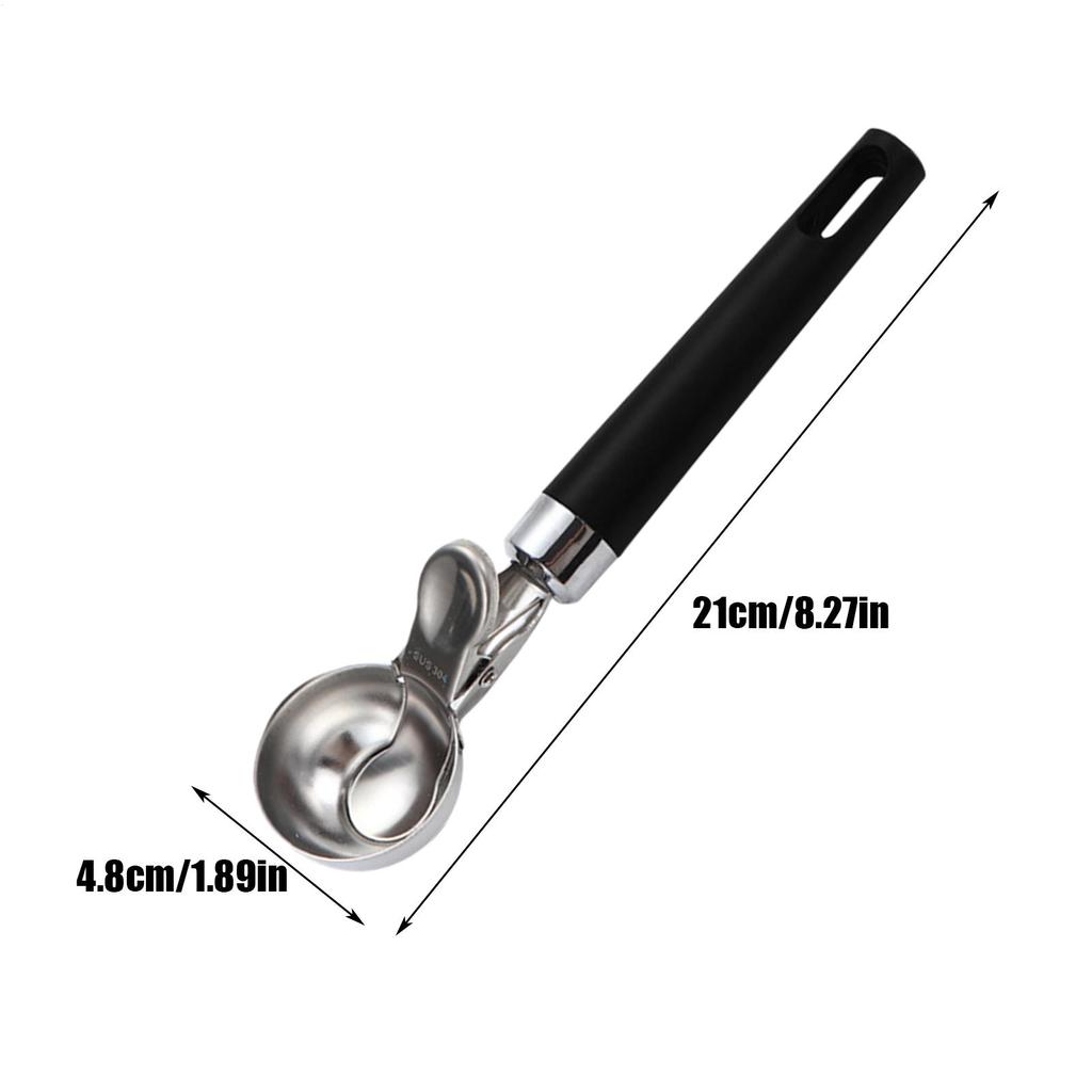Stainless Steel Ice Cream Scooper Multifunctional Pressable Fruit Spoon Ice Cream Ball Spoon Desserts Meatball Kitchen Supplies