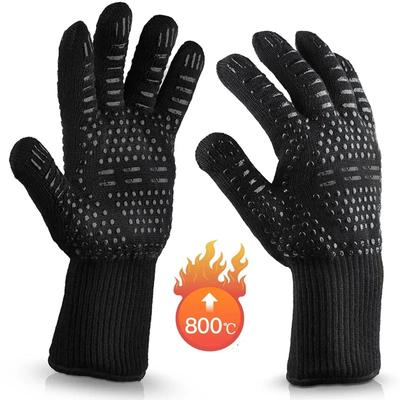 BBQ Grill Gloves High Temperature Resistance Oven Mitts Fireproof Barbecue Heat Insulation Microwave Oven Gloves BBQ Tool Mitts
