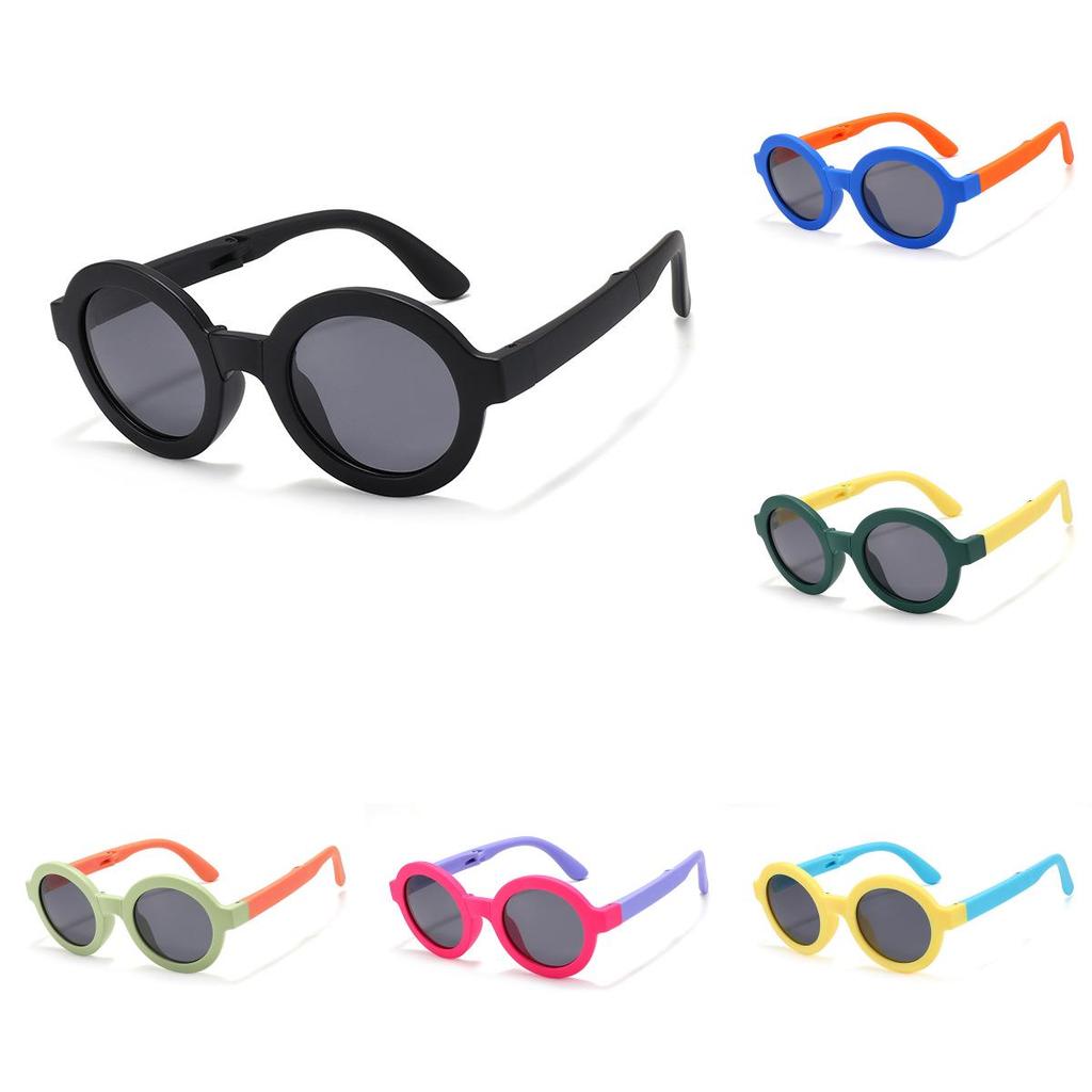 Childrens Sunglasses Foldable Round Frame Summer Outdoor Sun Protection Uv