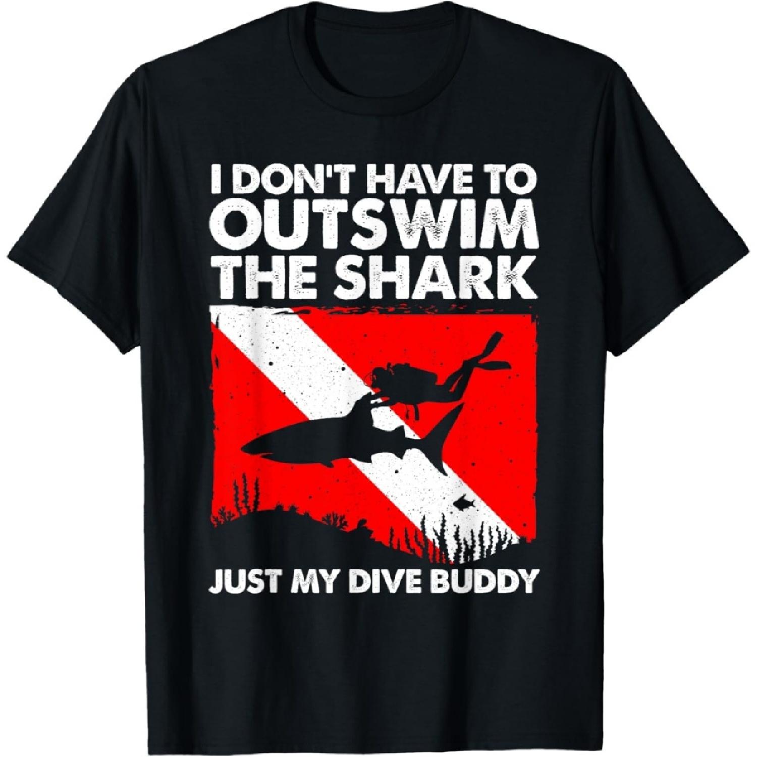 

Funny Scuba Diving Design For Men Women Shark Diving Buddy T-Shirt XXXXXL чорний
