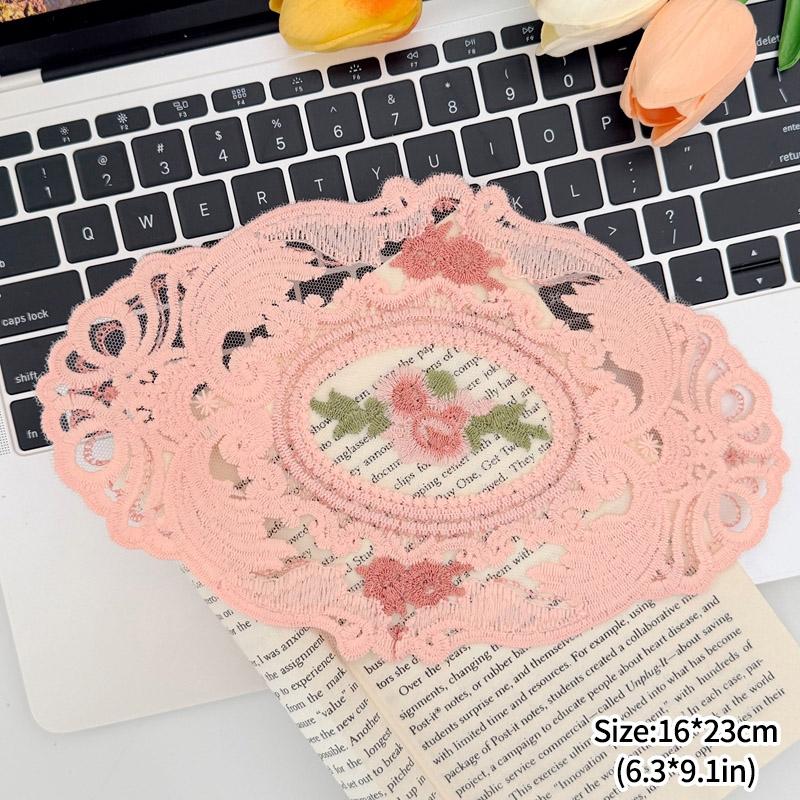 Ins Lace Table Cloth Decoration Tablecloth Embroidery Cup Pad Coaster Aesthetic Lace Cloth Tabletop Decoration Home Decor
