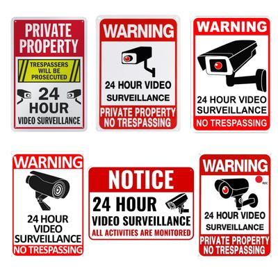 1 Stück Warnschild Metallschild „Privatgrundstück - Unbefugtes Betreten wird strafrechtlich verfolgt, 24-Stunden-Videoüberwachung“ Blechschild, Aluminiumschild