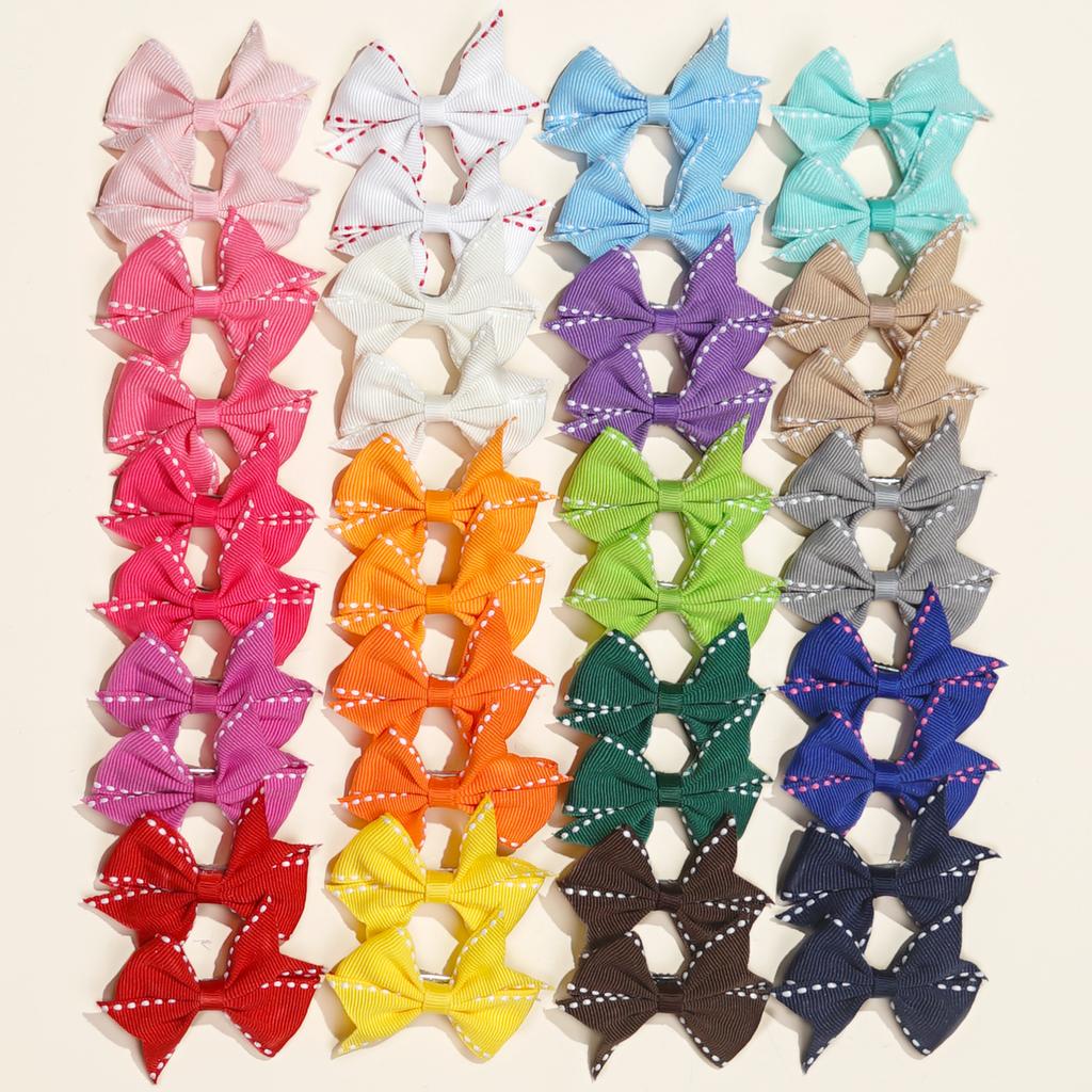 40pcs 2inch Color Ribbon Bows with Dots Hair Clips for Baby Girls Handmade Bowknot Hairpin Barrettes Children's Hair Accessories