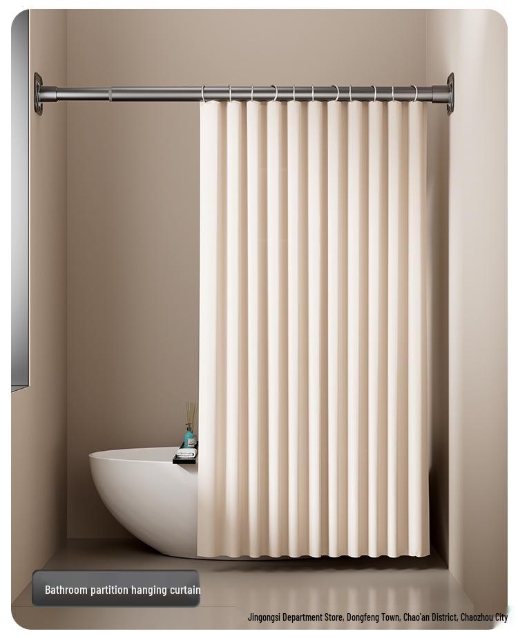 Regulowany, beznarzędziowy, wysuwany drążek ze stali nierdzewnej na ubrania i zasłonę prysznicową