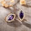 Huitan Elegant Luxury Lady Gold Color Stud Earrings for Noble Wedding Anniversary Trendy Accessories Jewelry Gift with Purple CZGood Product