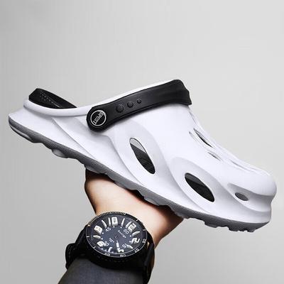 Men's Fashion Beach Sandals Thick Sole Slipper Waterproof Anti-Slip Sandals Flip Flops Non-slip Toe EVA Hole Shoes