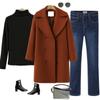 Autumn and Winter Plus Size Women's Woolen Coat Double-breasted Mid-length Trench Coat