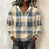 Women's Long Sleeve Drawstring Hoodie with Striped Plaid Print Pullover Sweatshirt