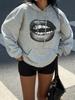 Kreativer und cooler Lippenabdruck-Muster Aufgedruckter Damen-Hoodie Neuer Herbst und Winter Minimalistischer Stil Stilvolles Oberteil 2000er Y2k Kleidung