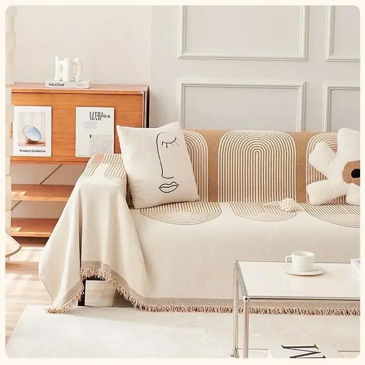 INS Geometria Avanzata Copridivano Moderno Tessuto Ciniglia Sciarpa per Divano Copridivano Antigraffio per Gatti Copertura Tutte le Stagioni Universale