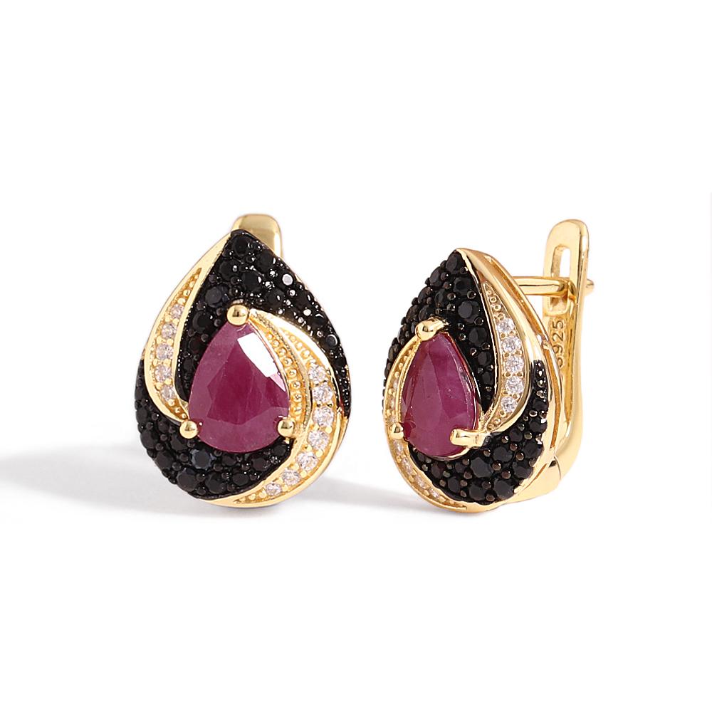 

Женские серьги-клипсы из стерлингового серебра 925 пробы, с натуральными рубинами грушевидной формы 5*7 мм, винтажный дизайн, изысканные ювелирные изделия для подарков на день рождения M красный