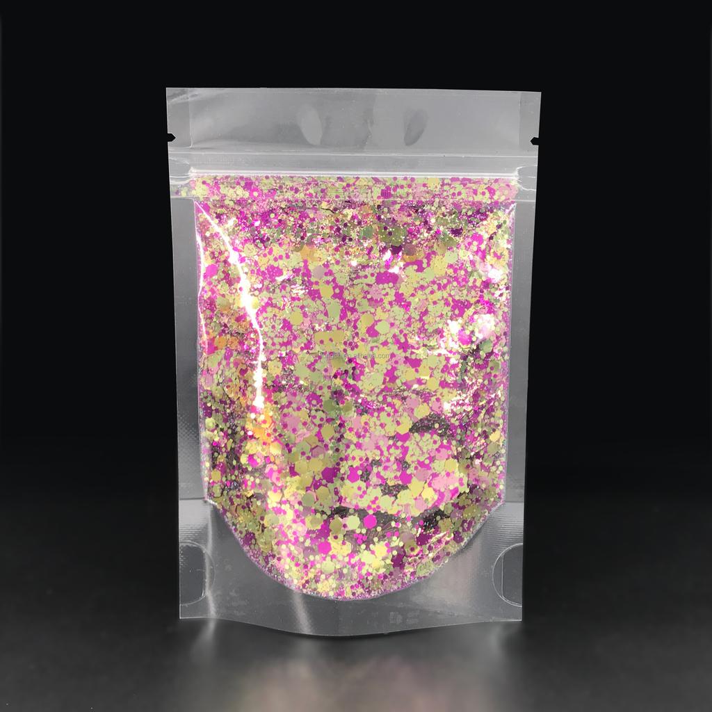 Bulk Christmas Decoration Polyester Glitter Snow Shape Chunky Glitter