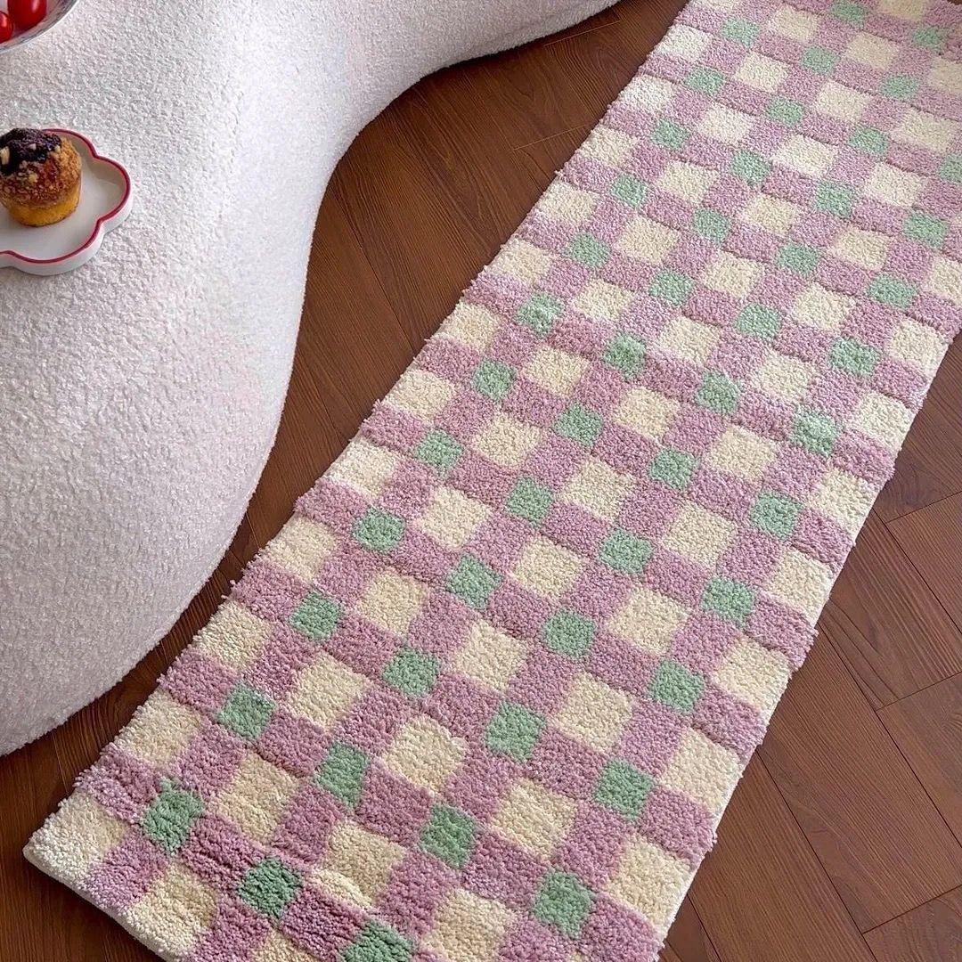 

Коврик у кровати плюшевый сплайсинг гостиная спальня противоскользящий коврик для ванной комнаты входной коврик 40x120cm