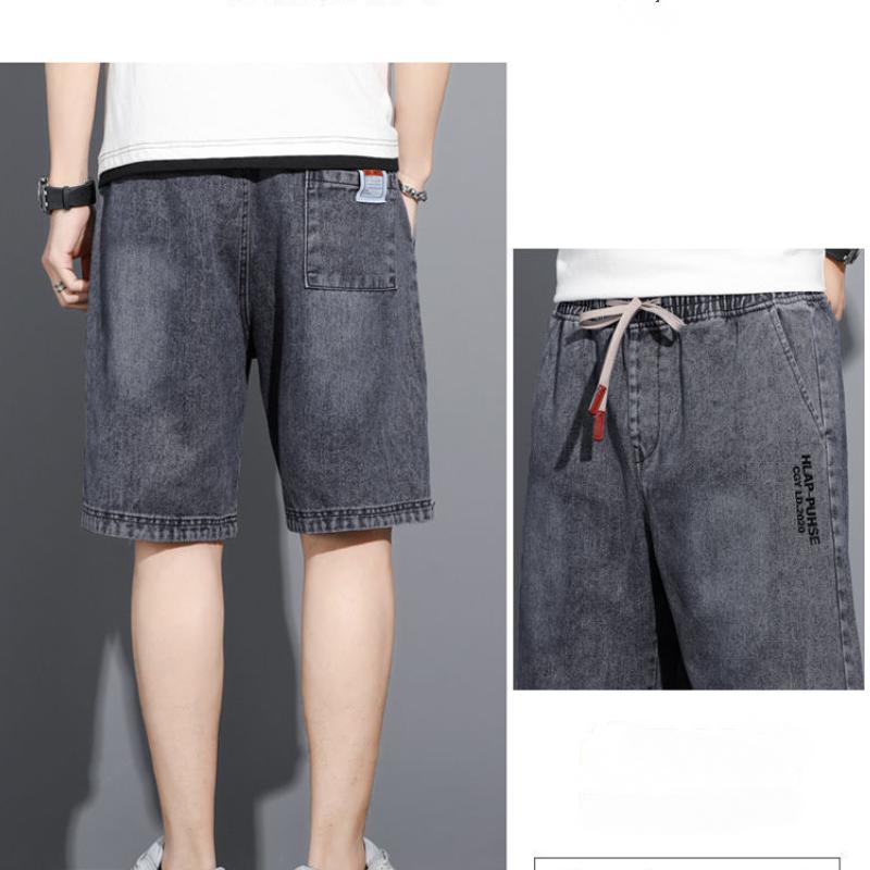 2024 Summer Men's Denim Shorts American Retro All-match Straight Shorts Loose Casual Sports Quarter Pants Plus Size Men's Shorts