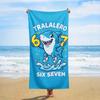 1pc Shark Unicorn Number 67 Beach Towel, Machine Washable, Ideal for Beach Vacation, Perfect Summer Holiday Best Gift