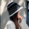 Korean New Hat for Women with High End Fashion Polka Dot Plush Fisherman Hat for Winter Windproof and Warm Face Showing Small Basin Hat